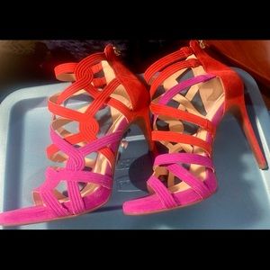 Women’s suede open toe stiletto